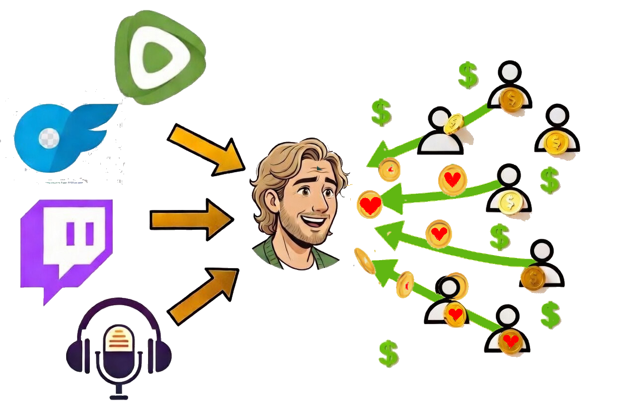 CreatorFree platform diagram — creators and supporters connected directly